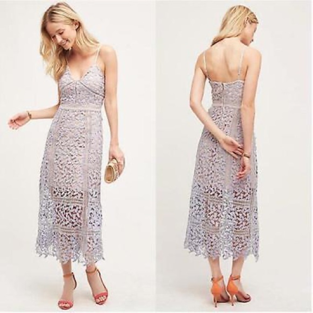 Elliatt Elegant Lace Midi Dress in Lavender